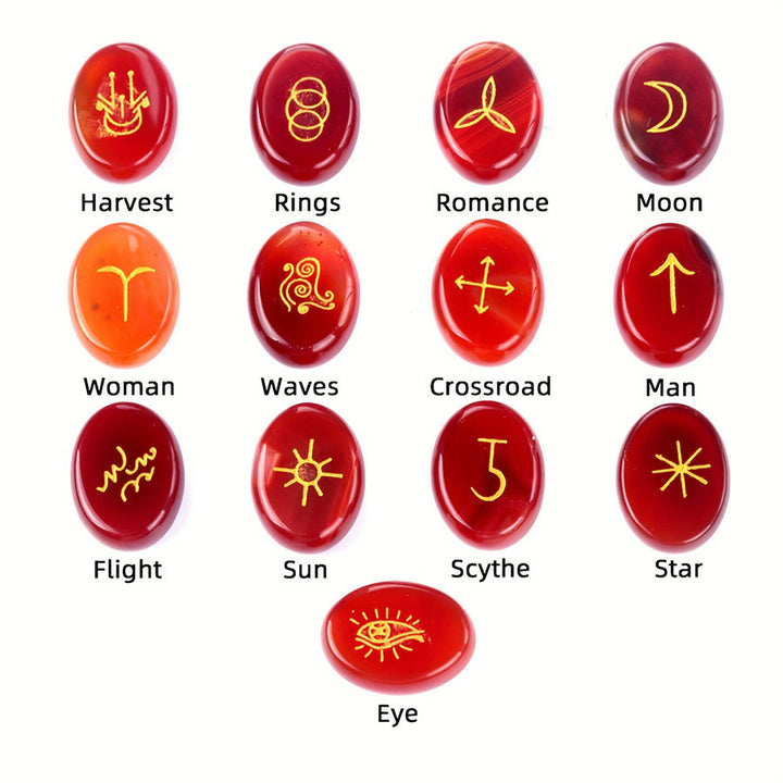 Olivenorma - Pierre anti-stress gravée de runes de sorcière en pierre naturelle (13 pièces) - image 7