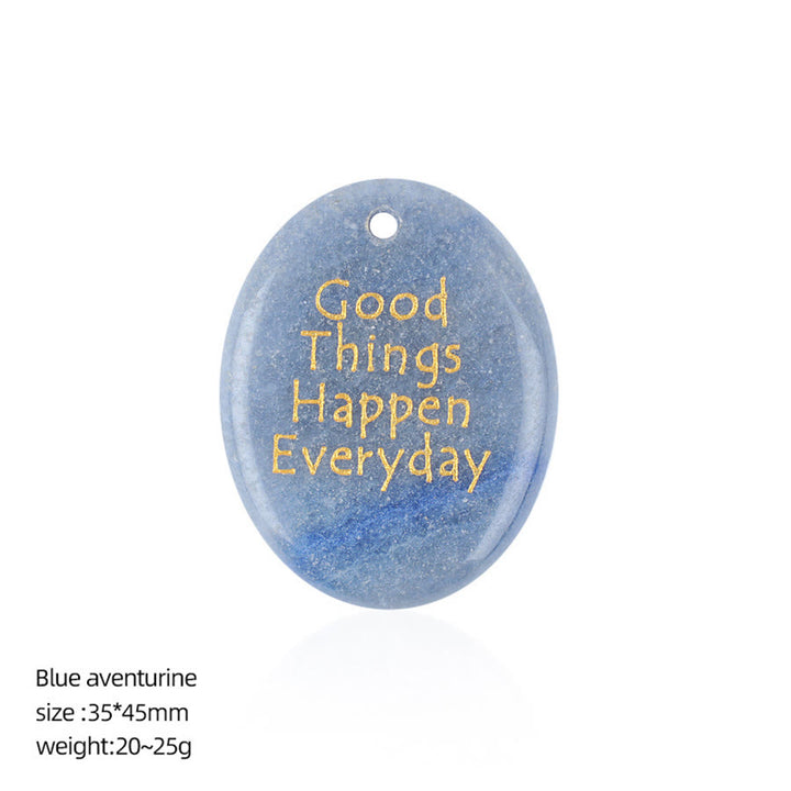 Olivenorma « De bonnes choses arrivent chaque jour » Pierre anti-stress en pierre naturelle avec citation positive - Aventurine bleue - image 21