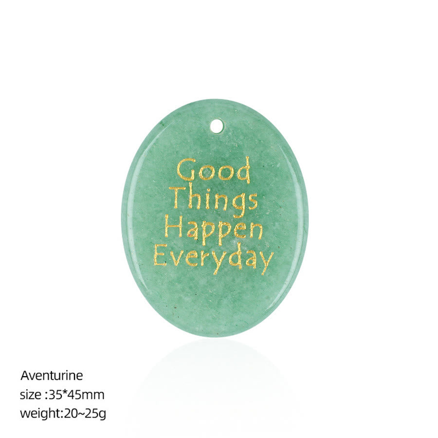 Olivenorma « De bonnes choses arrivent chaque jour » Pierre anti-stress en pierre naturelle avec citation positive - Aventurine verte - image 12