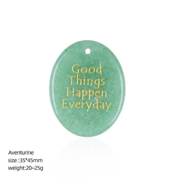 Olivenorma « De bonnes choses arrivent chaque jour » Pierre anti-stress en pierre naturelle avec citation positive - Aventurine verte - image 12