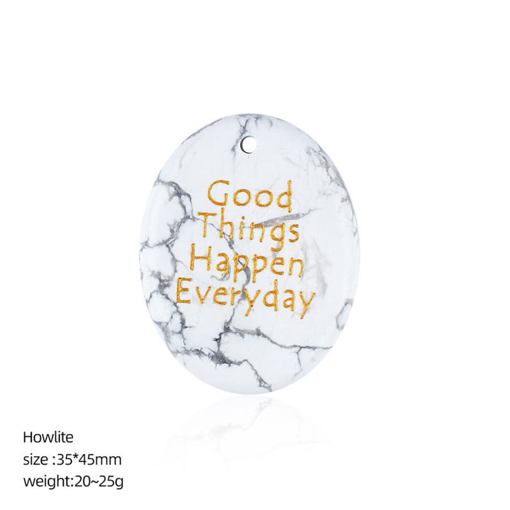 Olivenorma « De bonnes choses arrivent chaque jour » Pierre anti-stress en pierre naturelle avec citation positive - Howlite - image 28