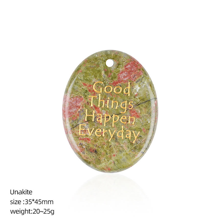 Olivenorma « De bonnes choses arrivent chaque jour » Pierre anti-stress en pierre naturelle avec citation positive - Unakite - image 19