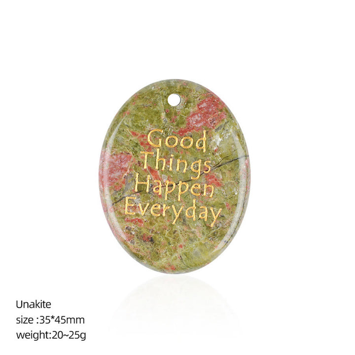 Olivenorma « De bonnes choses arrivent chaque jour » Pierre anti-stress en pierre naturelle avec citation positive - Unakite - image 19