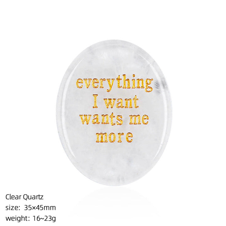 Pierre de poche Olivenorma « Tout ce que je désire me désire davantage », gravée, pour apaiser les soucis. - Quartz clair - image 27