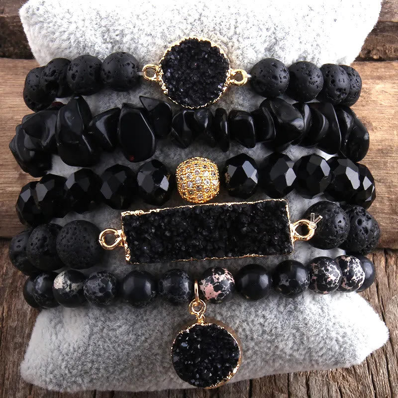 Ensemble de 5 bracelets Olivenorma The Ultimate Calm & Destress - Onyx noir - image 7