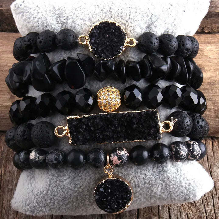 Ensemble de 5 bracelets Olivenorma The Ultimate Calm & Destress - Onyx noir - image 7