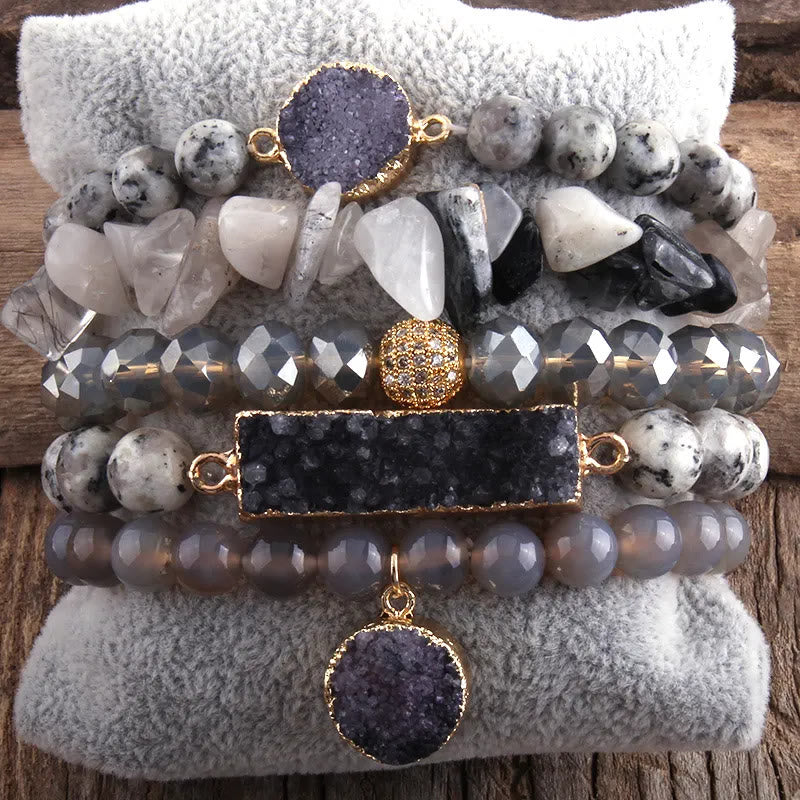 Ensemble de 5 bracelets Olivenorma The Ultimate Calm & Destress - Onyx gris - image 9