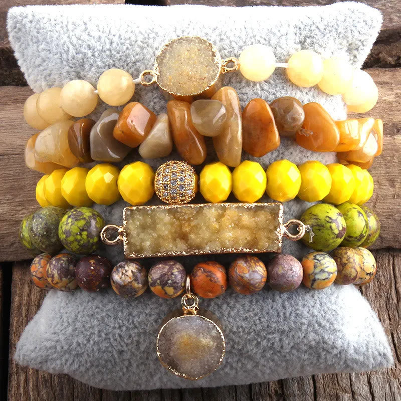 Ensemble de 5 bracelets Olivenorma The Ultimate Calm & Destress - Agate jaune - image 5