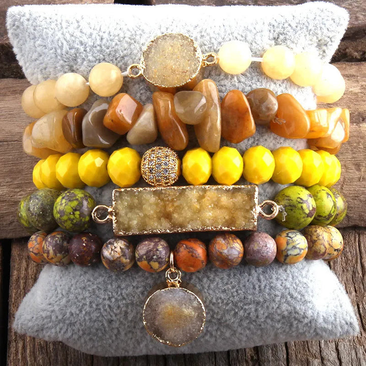 Ensemble de 5 bracelets Olivenorma The Ultimate Calm & Destress - Agate jaune - image 5