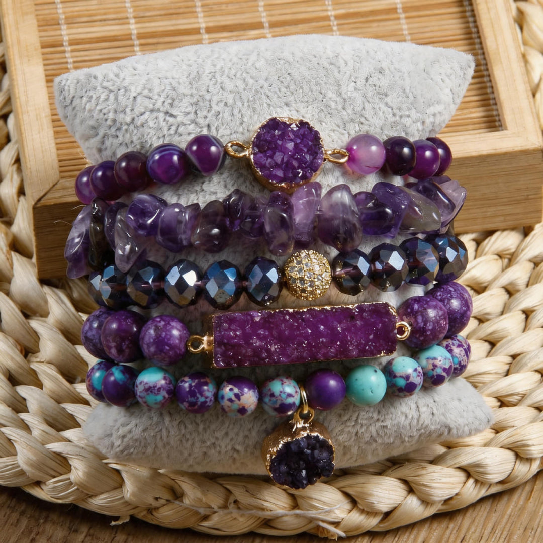 Ensemble de 5 bracelets Olivenorma The Ultimate Calm & Destress - Améthyste - image 0