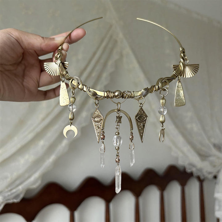 Collier ras-de-cou Olivenorma Witchy avec œil maléfique et phases de la lune en métal - Lune Étoile et Larme - image 0