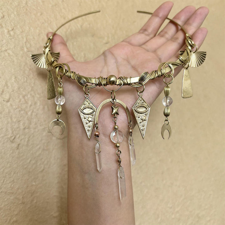 Collier ras-de-cou Olivenorma Witchy avec œil maléfique et phases de la lune en métal - image 1