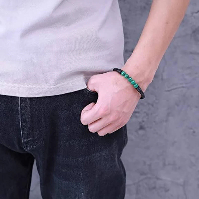 Bracelet Olivenorma en cuir tressé avec perles de pierre naturelle et fermeture magnétique - image 14