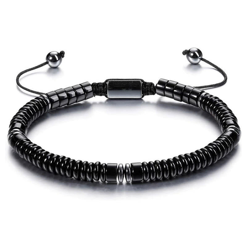 Bracelet ajustable Olivenorma Artisan à perles multi-pierres et nœud coulissant - Obsidienne - image 13