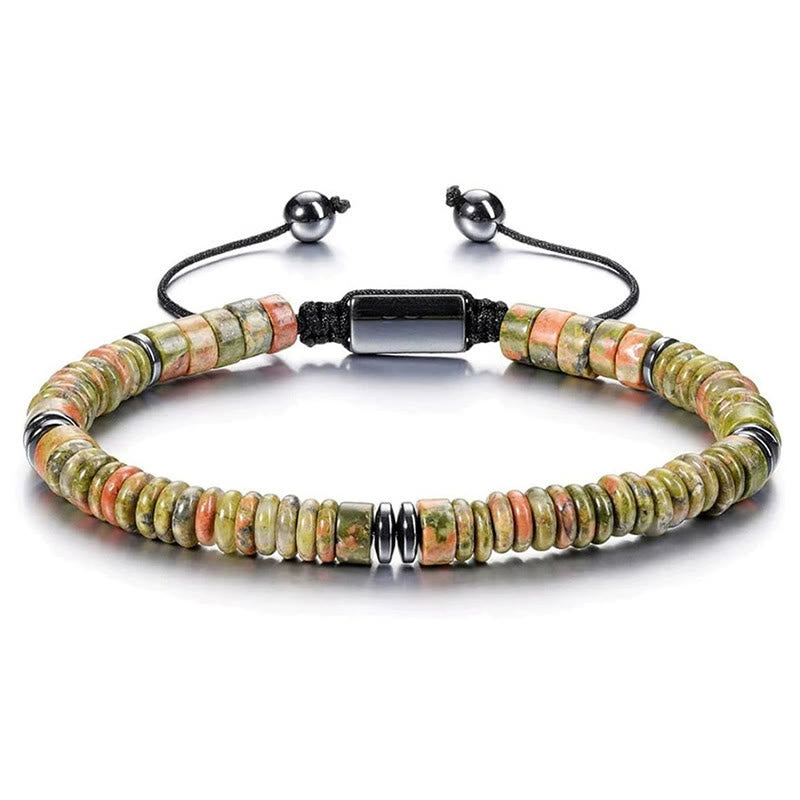 Bracelet ajustable Olivenorma Artisan à perles multi-pierres et nœud coulissant - Unakite - image 3