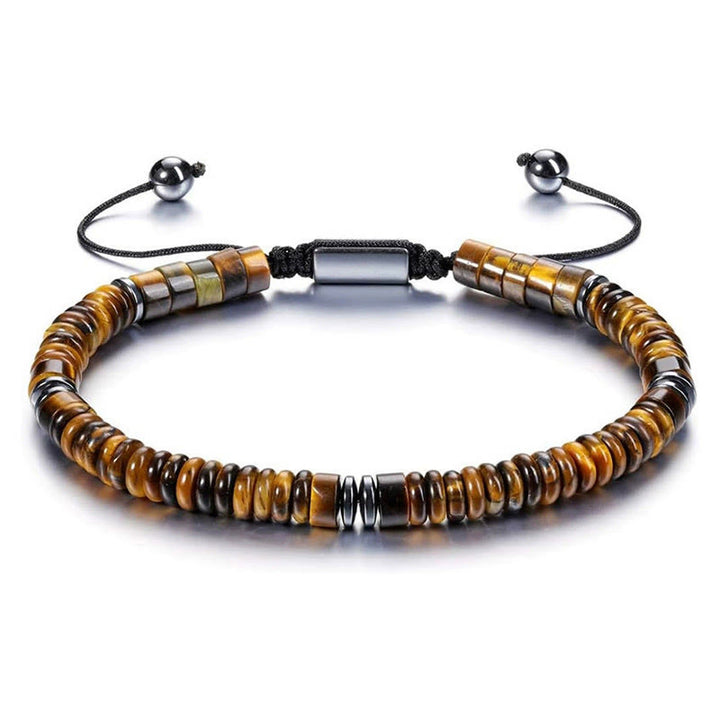 Bracelet ajustable Olivenorma Artisan à perles multi-pierres et nœud coulissant - Œil de tigre - image 10