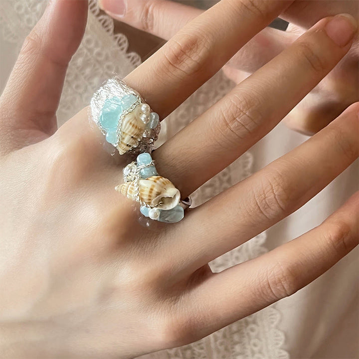 Bague ajustable Olivenorma Beachy Conch et cristal perlé - image 7
