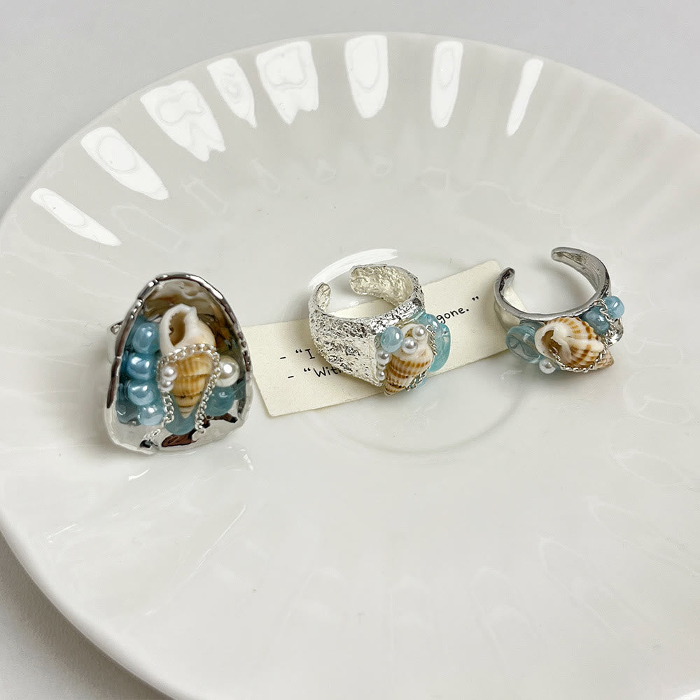 Bague ajustable Olivenorma Beachy Conch et cristal perlé - image 1