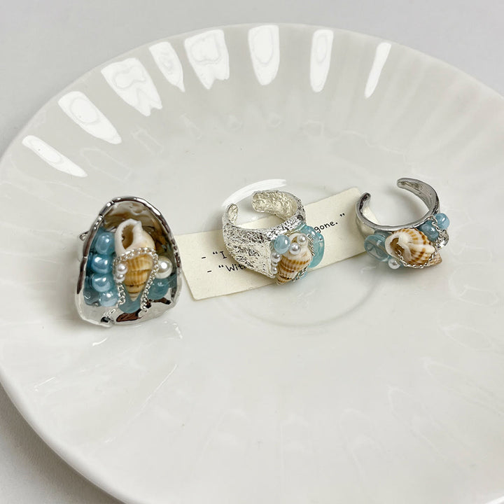 Bague ajustable Olivenorma Beachy Conch et cristal perlé - image 1