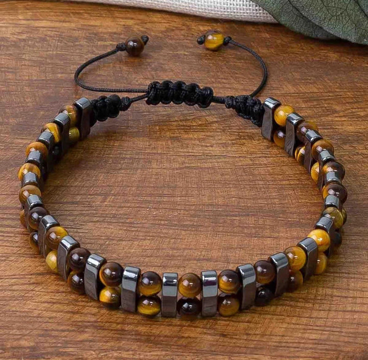 Bracelet Olivenorma en hématite et pierre œil de tigre naturelle à double rangée de perles - image 3