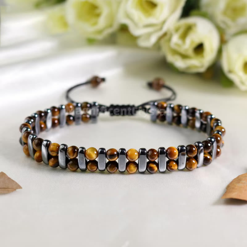 Bracelet Olivenorma en hématite et pierre œil de tigre naturelle à double rangée de perles - image 5