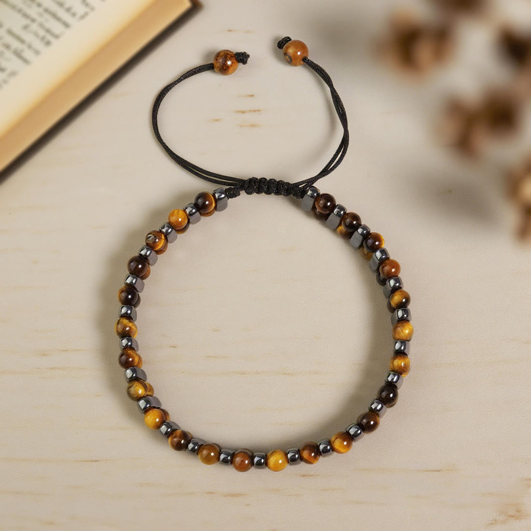 Bracelet Olivenorma en hématite et pierre œil de tigre naturelle à double rangée de perles - image 6