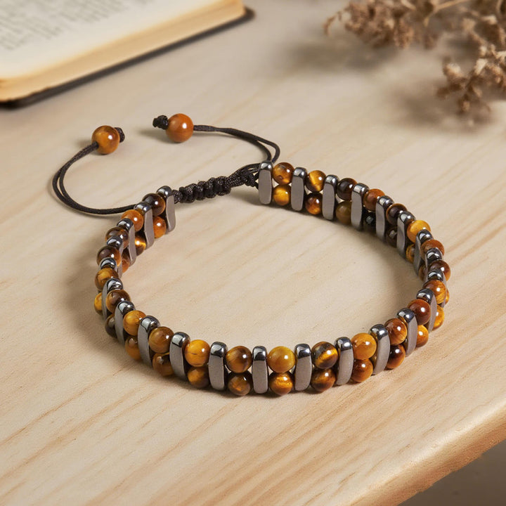 Bracelet Olivenorma en hématite et pierre œil de tigre naturelle à double rangée de perles - image 4