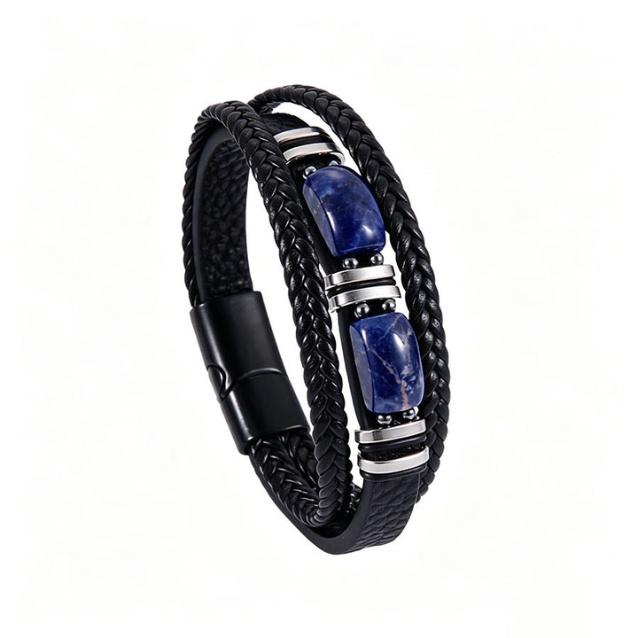 Bracelet magnétique Olivenorma en cuir tressé artisanal et pierre naturelle - Lapis lazuli - 9 pouces - image 13