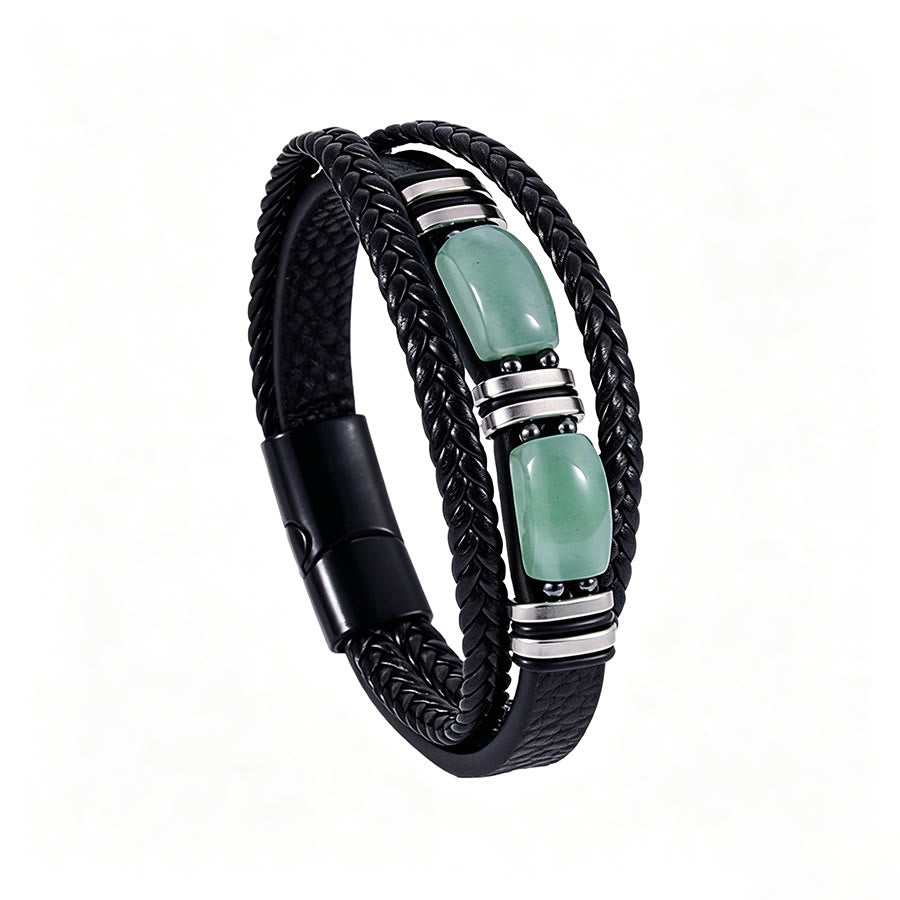 Bracelet magnétique Olivenorma en cuir tressé artisanal et pierre naturelle - Aventurine verte - 9 pouces - image 11