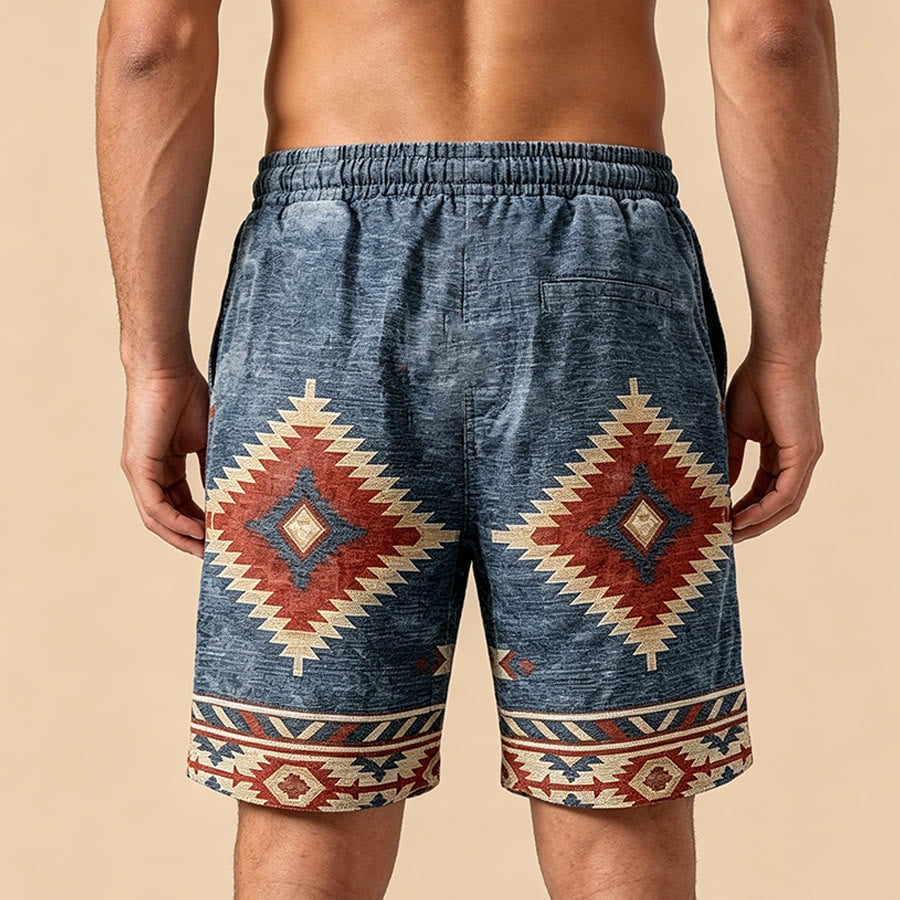 Pantalon court décontracté pour homme Olivenorma à imprimé géométrique aztèque western - image 2