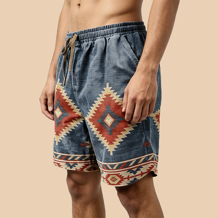 Pantalon court décontracté pour homme Olivenorma à imprimé géométrique aztèque western - image 1