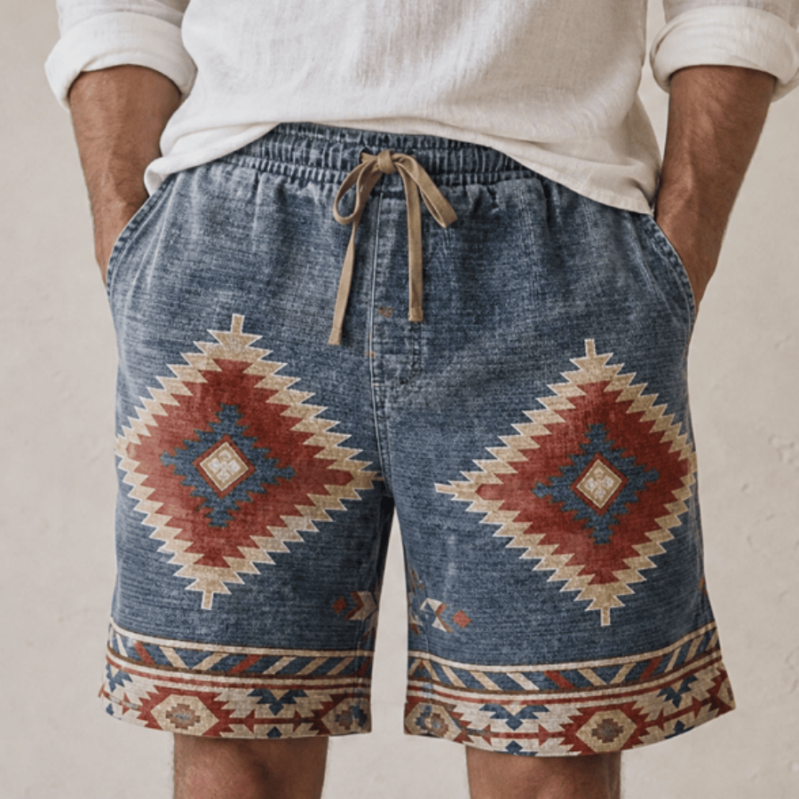 Pantalon court décontracté pour homme Olivenorma à imprimé géométrique aztèque western - image 3
