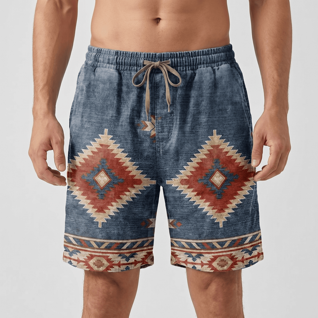 Pantalon court décontracté pour homme Olivenorma à imprimé géométrique aztèque western - image 4