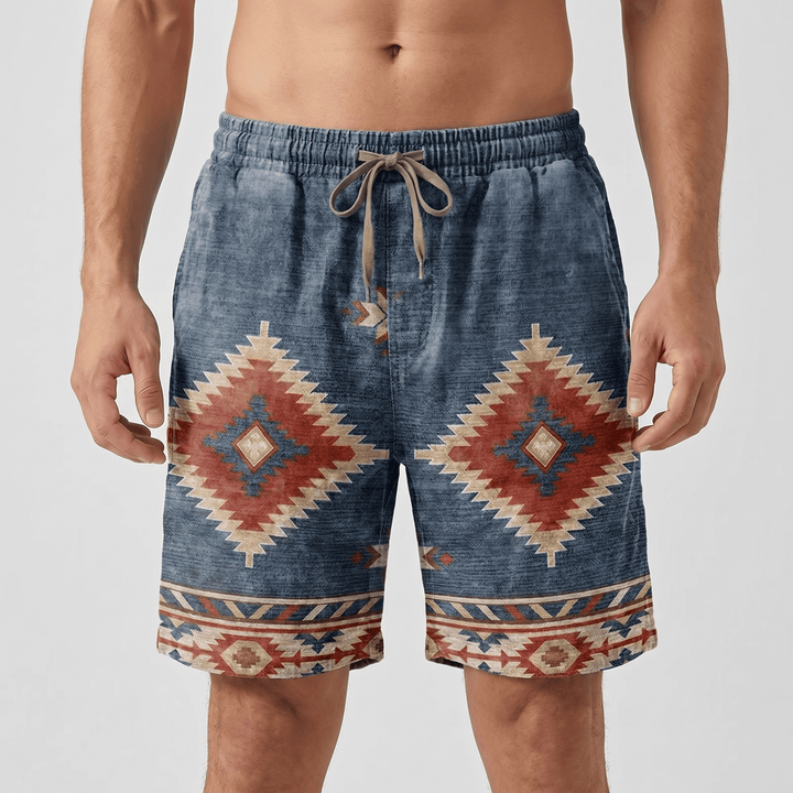 Pantalon court décontracté pour homme Olivenorma à imprimé géométrique aztèque western - image 4