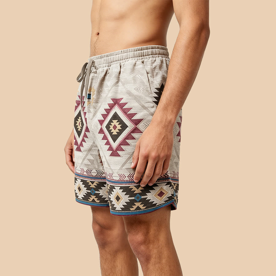 Pantalon court décontracté pour homme Olivenorma à motif géométrique tribal vintage - image 4
