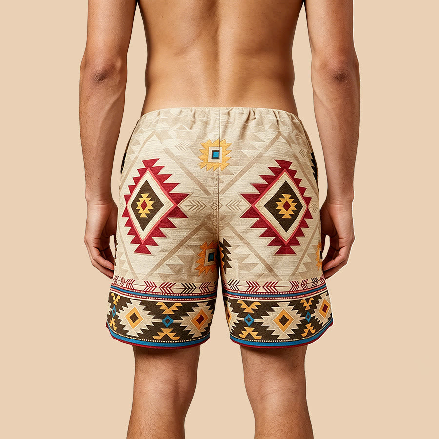 Pantalon court décontracté pour homme Olivenorma à motif géométrique tribal vintage - image 2