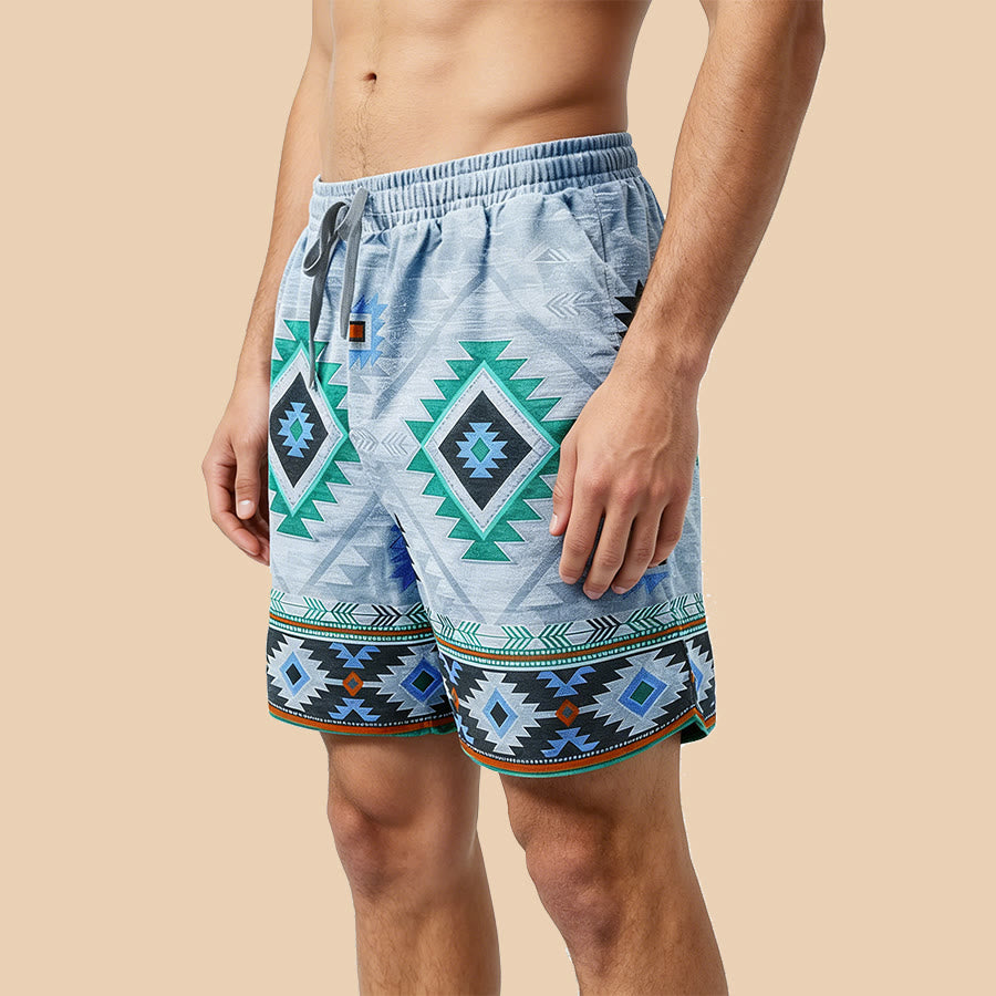 Pantalon court décontracté pour homme Olivenorma à motif géométrique tribal vintage - image 7