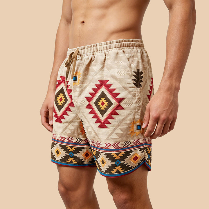 Pantalon court décontracté pour homme Olivenorma à motif géométrique tribal vintage - image 1