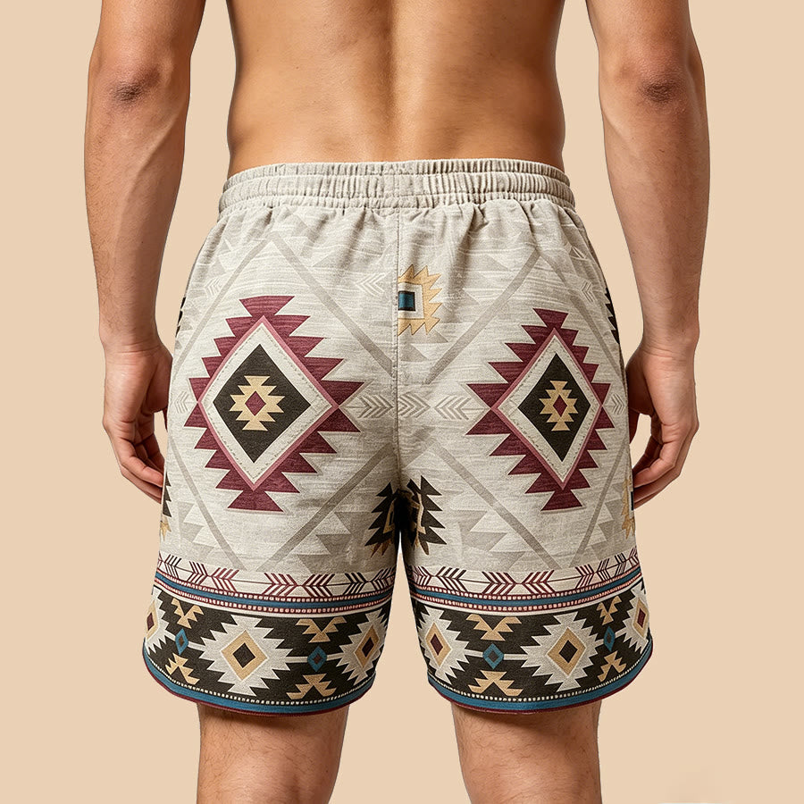 Pantalon court décontracté pour homme Olivenorma à motif géométrique tribal vintage - image 5