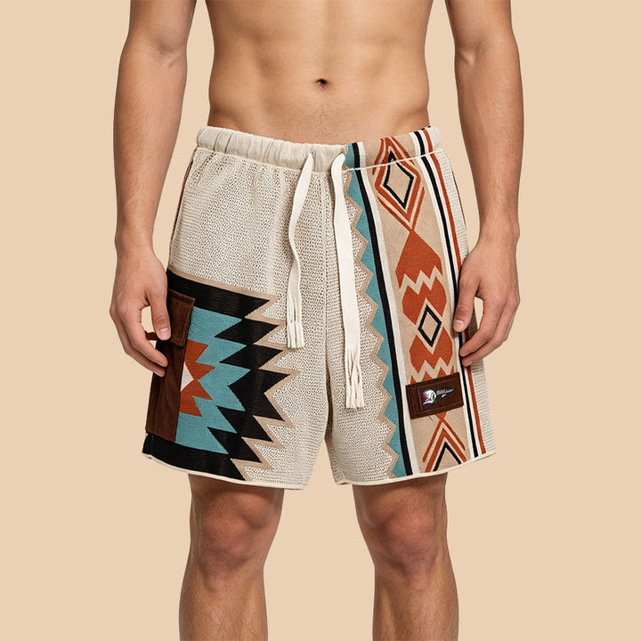 Short décontracté pour homme Olivenorma en maille à imprimé géométrique tribal - 5XL - image 0