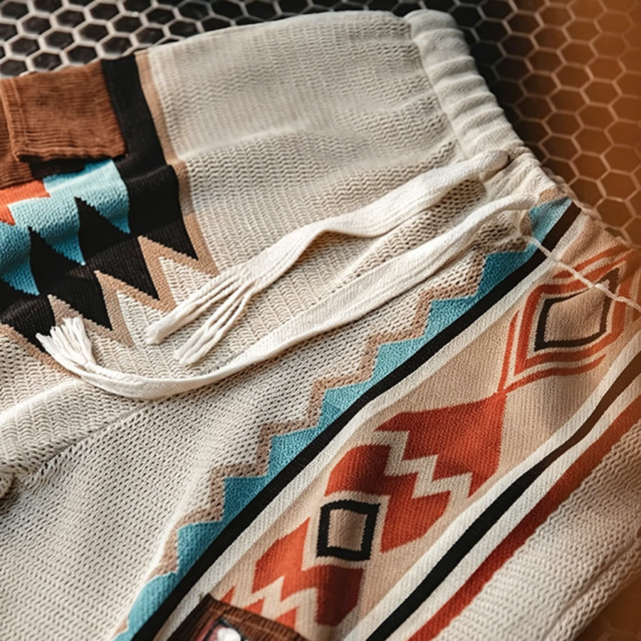 Short décontracté pour homme Olivenorma en maille à imprimé géométrique tribal - image 6