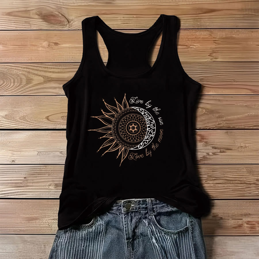 Débardeur femme Olivenorma à imprimé graphique avec slogan spirituel soleil et lune - image 3