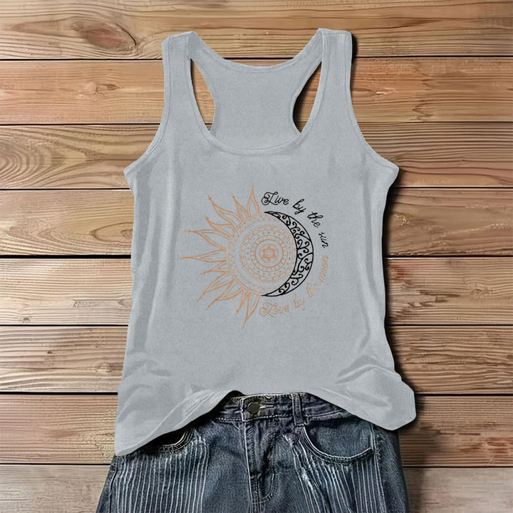 Débardeur femme Olivenorma à imprimé graphique avec slogan spirituel soleil et lune - Gris - 3XL - image 6