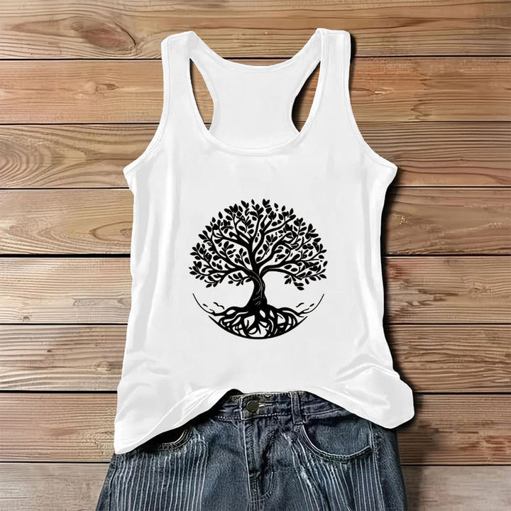Débardeur Olivenorma Bohemian Tree of Life Graphic pour femme - Blanc - 3XL - image 4