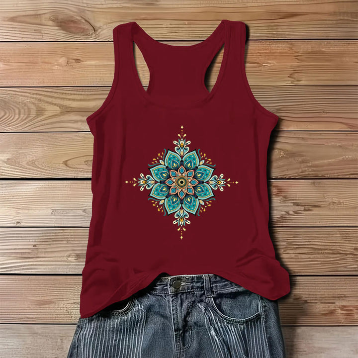 Débardeur Olivenorma Boho Mandala à imprimé ornemental pour femme - Rouge - 3XL - image 8