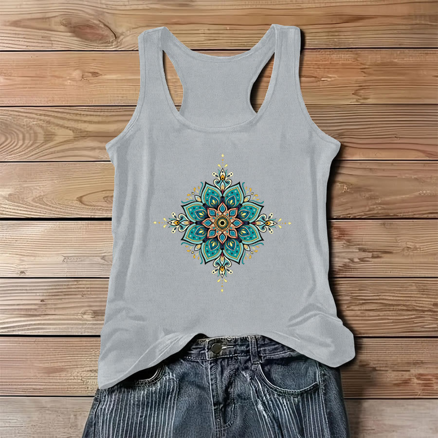 Débardeur Olivenorma Boho Mandala à imprimé ornemental pour femme - Gris - 3XL - image 6