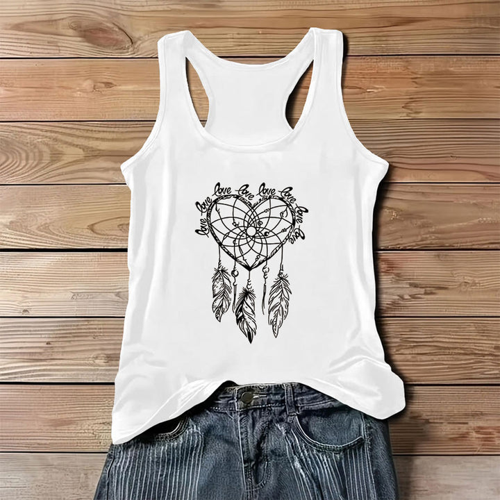 Débardeur femme Olivenorma à imprimé graphique attrape-rêves en forme de cœur et slogan « Love » - Blanc - 3XL - image 4