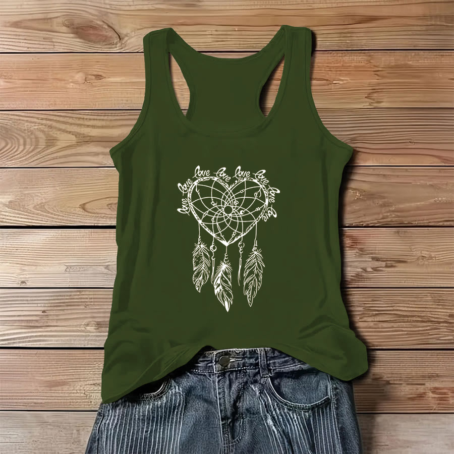 Débardeur femme Olivenorma à imprimé graphique attrape-rêves en forme de cœur et slogan « Love » - Vert - 3XL - image 8