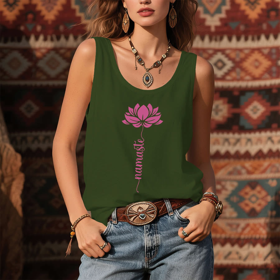 Débardeur Olivenorma Namaste à imprimé floral de lotus pour femme - image 9