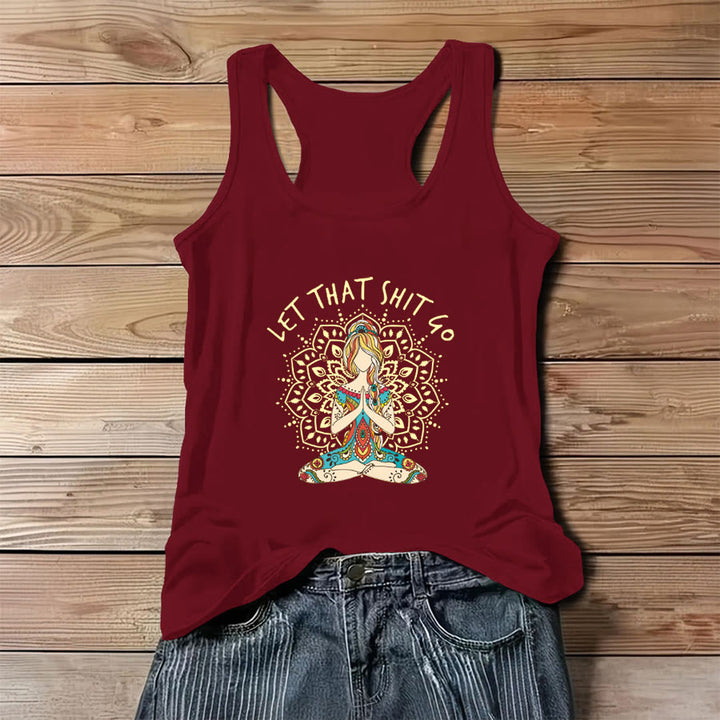 Débardeur Olivenorma Artistic Yoga Woman avec imprimé mandala et slogan - Rouge - 3XL - image 6
